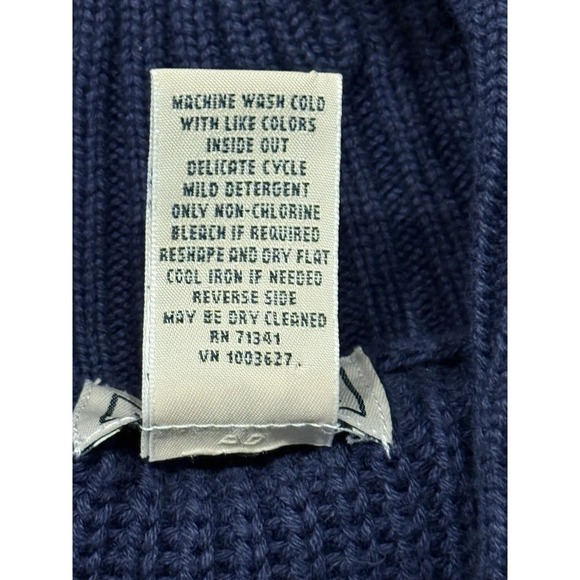 L.L. Bean Men's Navy Blue Shawl Collar Heavyweight Knit Cotton Sweater Size L - Picture 8 of 13